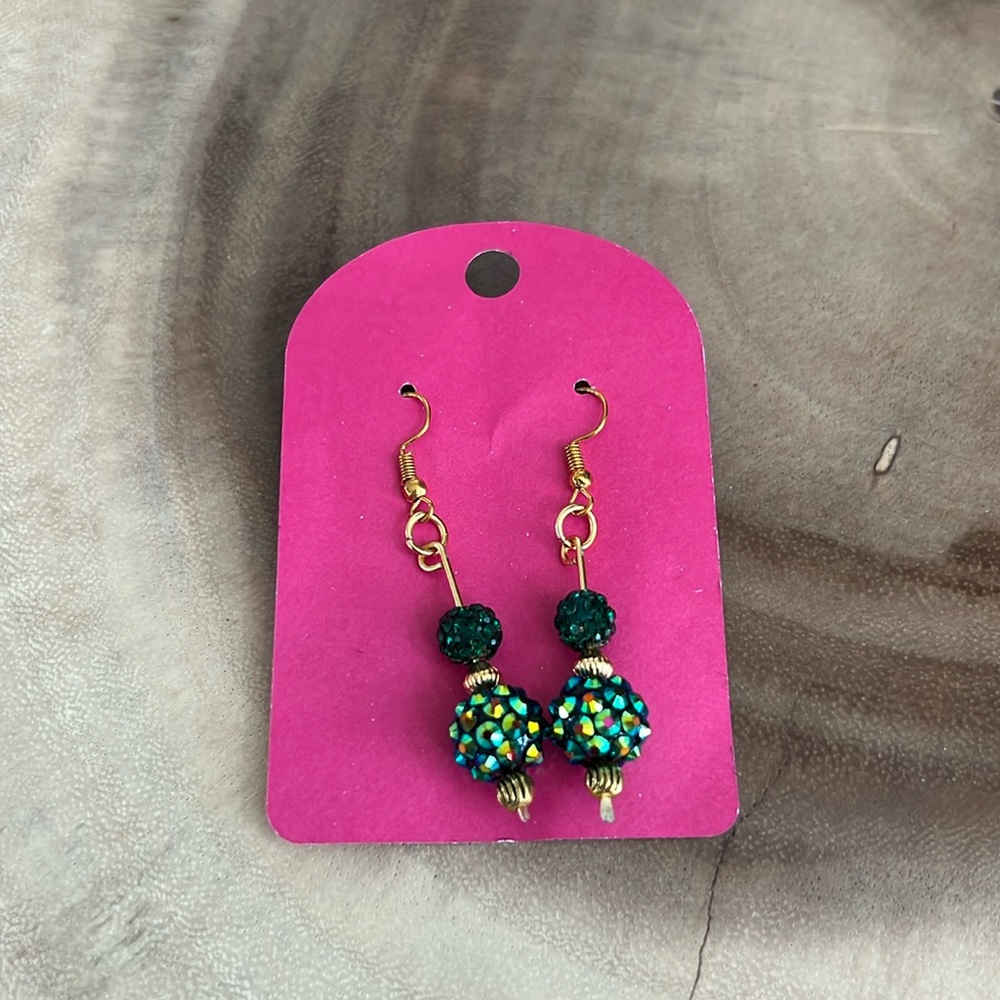 Green Dangly Earrings